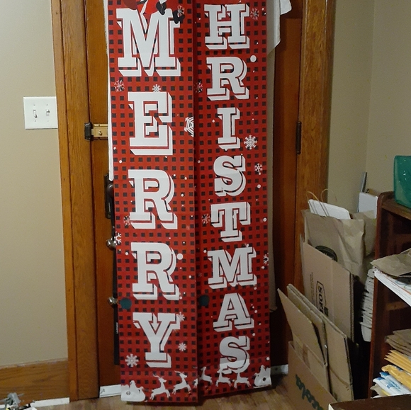 New Merry Christmas Banner Set Buffalo Plaid Photo Op Decoration - Picture 5 of 14